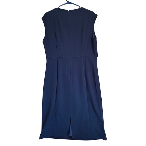 FEHAUTE Navy Blue Ruched Sheath Dress Cap Sleeve Business Casual Women US 12 - Picture 2 of 9